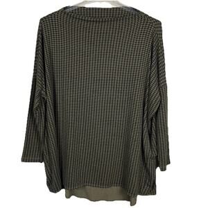 Bryn Walker Dimitri Tunic Top Size Small Oversized Olive Black Houndstooth USA